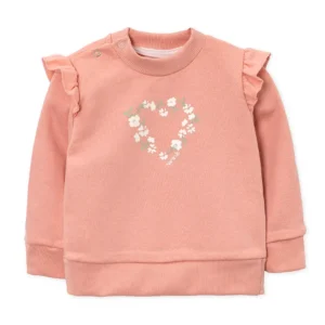 144255Buzo beba cuello redondo con broche y volados de frisa