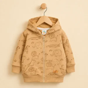 155334Campera bebe rustico estampado con capucha