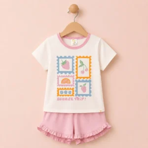155718Pijama nena remera y short con volados