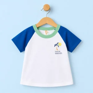 155824Remera m/c combinada nene jersey con estampa